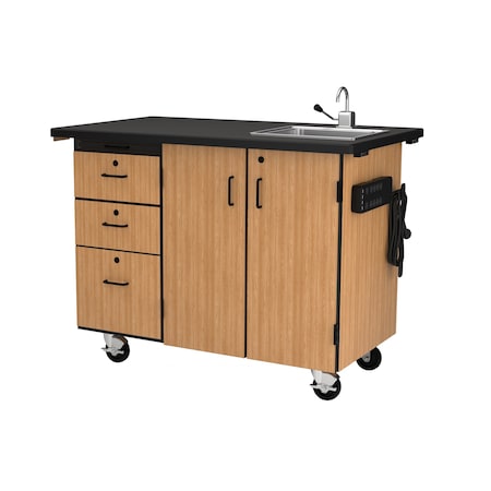 National Public Seating Mobile Science Cart with External Drawers and Pegboard, and Sink MSC03S